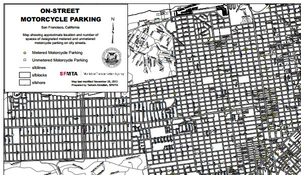 Motorcycle Parking:  San Francisco MAP